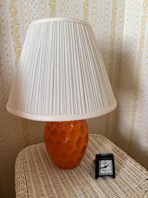 Cute orange lamp with Timex travel clock
