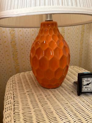 Cute orange lamp with Timex travel clock