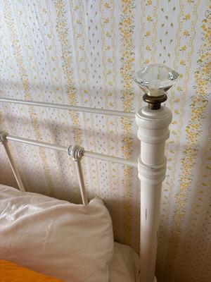 Headboard, mattress, box spring and bedding