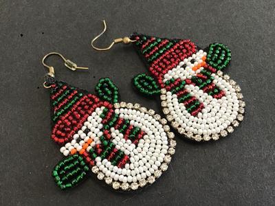 Beaded Snowman Earrings