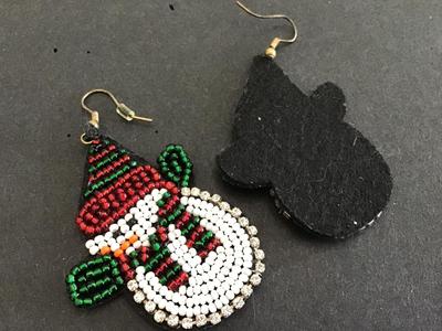 Beaded Snowman Earrings