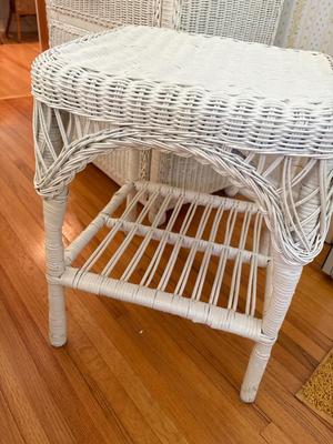 Wicker chest & side table