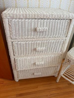Wicker chest & side table