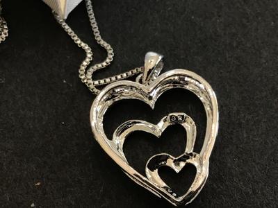 18 KT Played Heart Trio Necklace