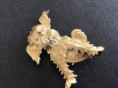 Vintage Gold Tone Brooch Puppy