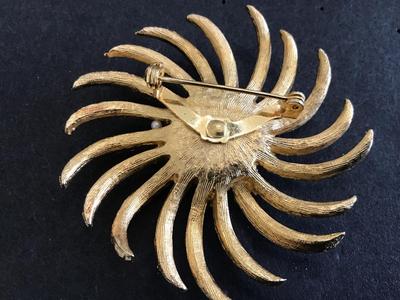 Gold Tone Sun Brooch