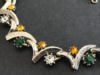 Vintage Gold Tone Rhinestone Necklace Vintage