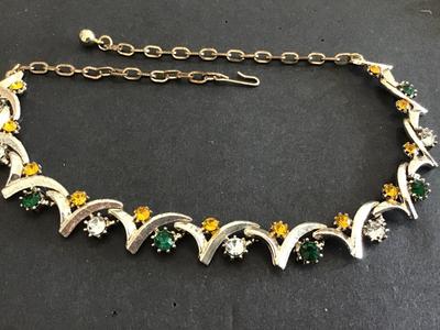 Vintage Gold Tone Rhinestone Necklace Vintage