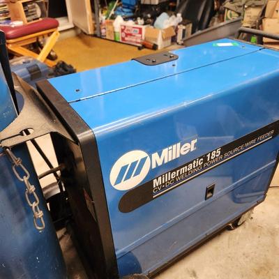 Miller Millermatic 185 Mig Welder + tanks, gloves manual and more.