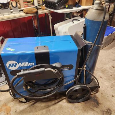Miller Millermatic 185 Mig Welder + tanks, gloves manual and more.