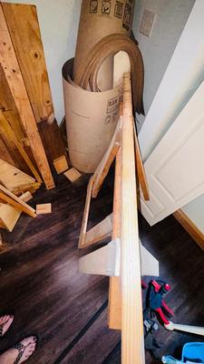 SCRAP LUMBER FOR PROJECTS, SAS HORSES, GOOD SIZED ROLL OF RAM BOARD AND DRYWALL SHIMS