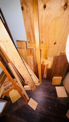 SCRAP LUMBER FOR PROJECTS, SAS HORSES, GOOD SIZED ROLL OF RAM BOARD AND DRYWALL SHIMS