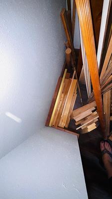 SCRAP LUMBER FOR PROJECTS, SAS HORSES, GOOD SIZED ROLL OF RAM BOARD AND DRYWALL SHIMS