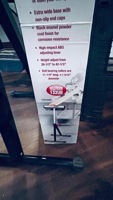 NEAT AND CONVENIENT STANLEY FOLDING SAWHORSES AND HAUL MASTER ROLLER STAND