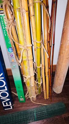 BAMBOO STICKS, NEW LEVELOR BLIND, TWO KINDS OF VINYL FLOORING AND A UPHOLSTERY VINYL PLUS MORE!