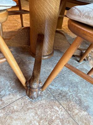 Oak Clawfoot table with 6 chairs