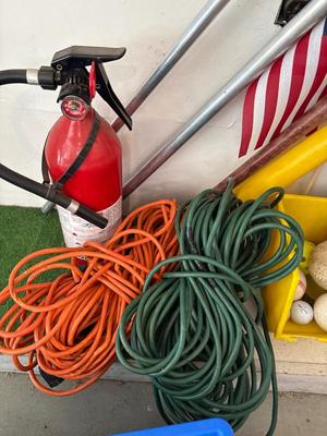 Flags, balls/bats, ext cords & more