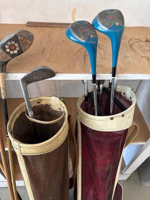 Vintage golf clubs & bags (some wood shaft)