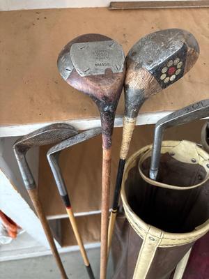 Vintage golf clubs & bags (some wood shaft)