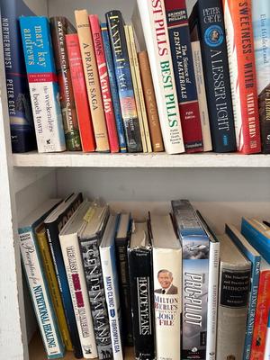 Two shelves of books