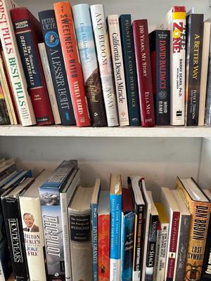 Two shelves of books
