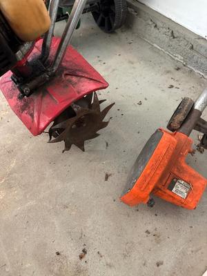 Garden tiller, and electric edger