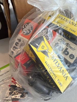 Johnson Viking matchbox ham radio, tubes, and brackets