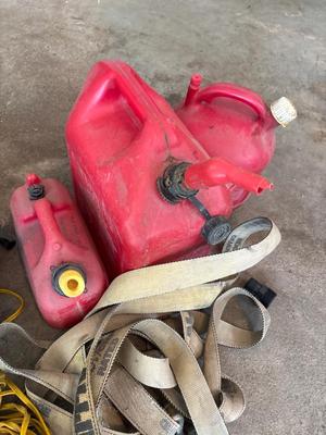Lawn, edging, gas, cans, etc.