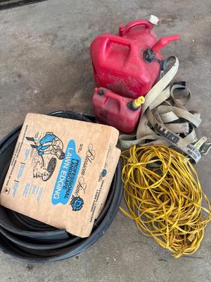 Lawn, edging, gas, cans, etc.