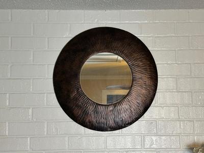 Round Bronze-Tone Wall Mirror