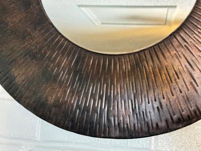 Round Bronze-Tone Wall Mirror