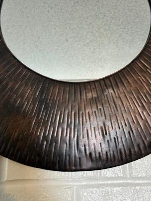 Round Bronze-Tone Wall Mirror