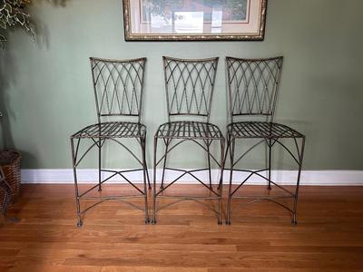 Set of 3 Bronze-Tone Metal Counter-Height Stools