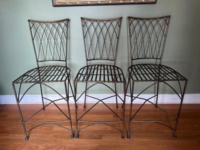 Set of 3 Bronze-Tone Metal Counter-Height Stools