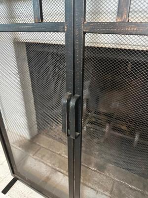 Black Metal Fireplace Screen & Tool Set