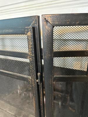 Black Metal Fireplace Screen & Tool Set