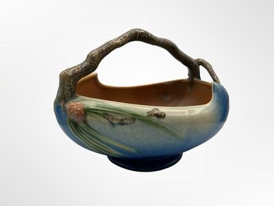 Roseville Pottery Blue Pinecone Basket