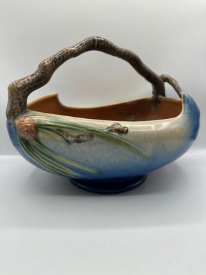 Roseville Pottery Blue Pinecone Basket