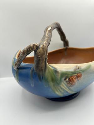 Roseville Pottery Blue Pinecone Basket
