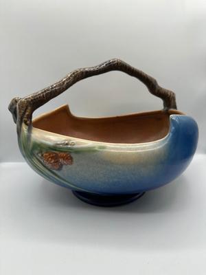 Roseville Pottery Blue Pinecone Basket