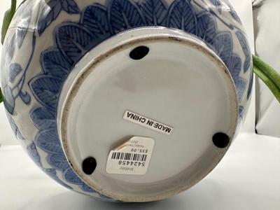 Bombay Company Blue & White Porcelain Bowl with Faux White Flowers