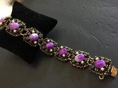 Renaissance Bracelet Ornate Baroque. Unsigned Beautiful. All stones present