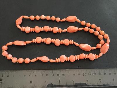 Vintage Peach Necklace Faux Bead