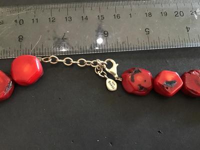 Barse Red Coral Chunky Necklace 925 Marked