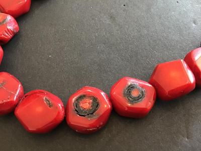 Barse Red Coral Chunky Necklace 925 Marked