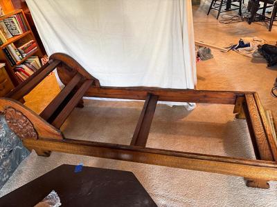 Sale Photo Thumbnail #524: Needs repair, and cushion 32w x 76l. Lion head pieces are not attached