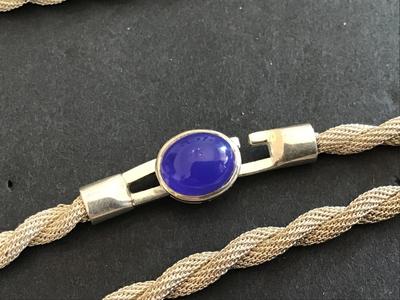 No Marks Non magnetic Blue Stone Cable Necklace
