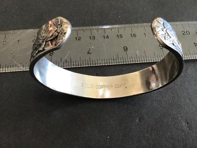 Nice Solid Copper Etched Cuff. Great Condition