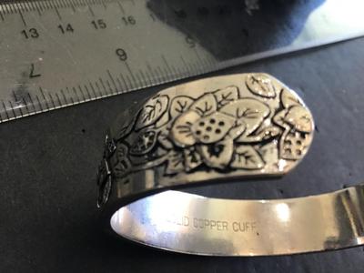 Nice Solid Copper Etched Cuff. Great Condition