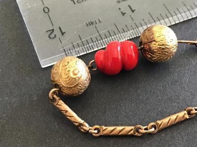 Germany Marked Red Glass Link Necklace Layering Antique